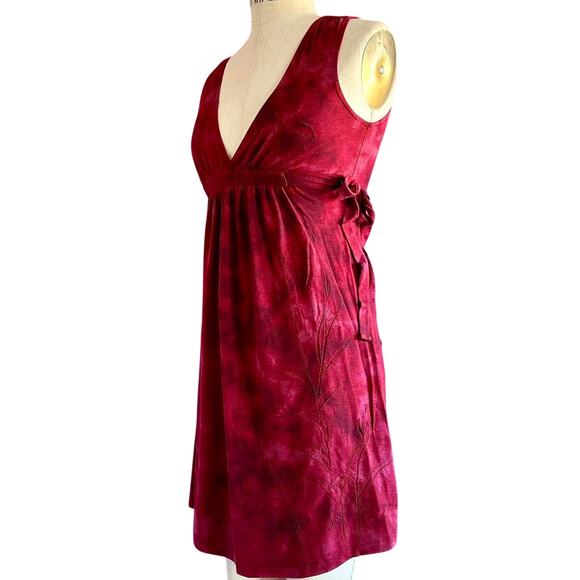 Womens Dress Size Small Burgundy Tie Dye Reworked Y2K Summery Resort Ready Fun - Picture 4 of 8